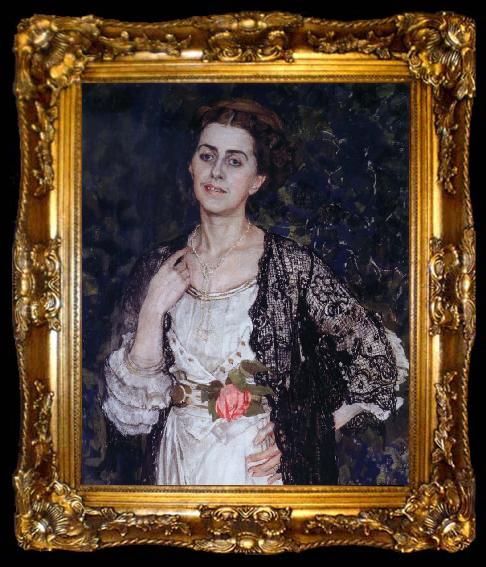 framed  Alexander Yakovlevich GOLOVIN The Portrait of Mrs.Makovska, ta009-2